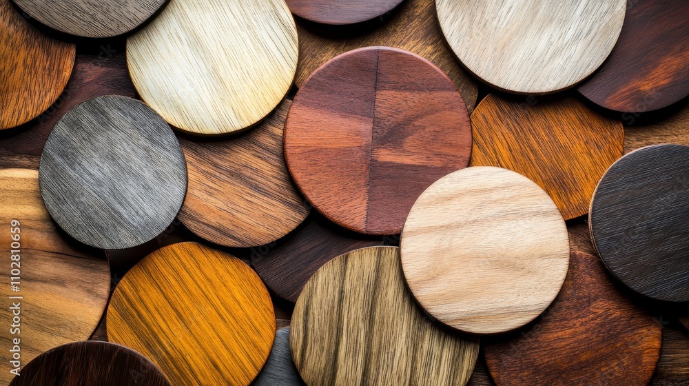 Rustic Wooden Coasters in Geometric Arrangement Rustic Wooden Coasters in Geometric Arrangement