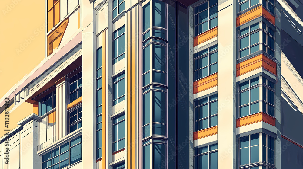 Obraz premium An art deco style building from the with a geometric art deco background. generative ai. Deco. Illustration