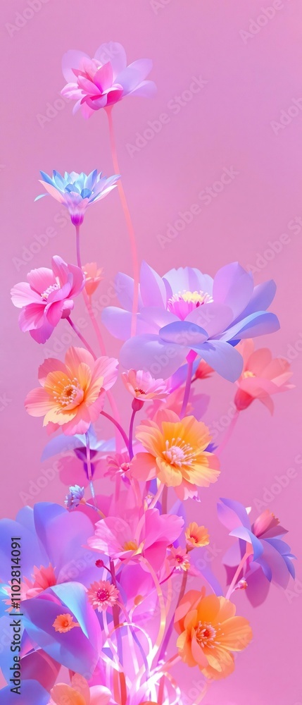 Beautiful floral composition with neon blooms, protea, vibrant, flowers Beautiful floral composition with neon blooms, protea, vibrant, flowers
