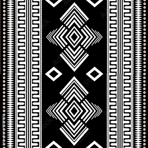 Black and White color Geometric ethnic oriental pattern traditional Design.