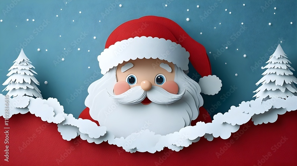 Santa Claus Paper Cutout Christmas Banner Santa Claus Paper Cutout Christmas Banner