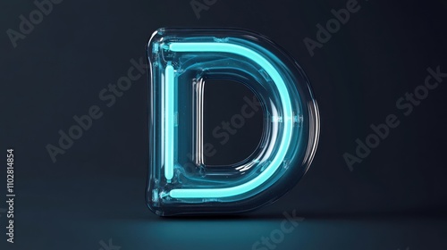 A glowing neon letter "D" in a dark background, showcasing modern design aesthetics.