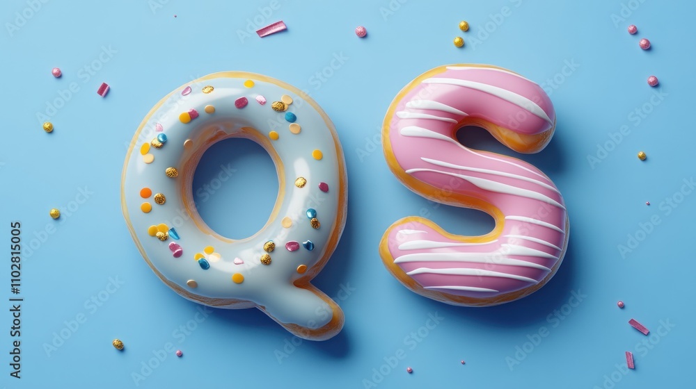 Colorful donut-shaped letters Colorful donut-shaped letters