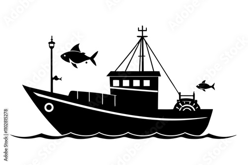 Fishing vessel boats vector.