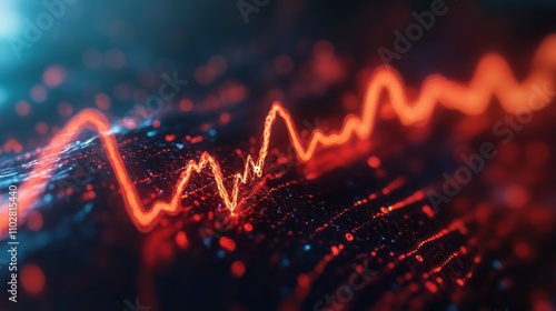 Wallpaper Mural Abstract Stock Market Data Visualization: Dynamic Orange Line Graph on Dark Background Torontodigital.ca