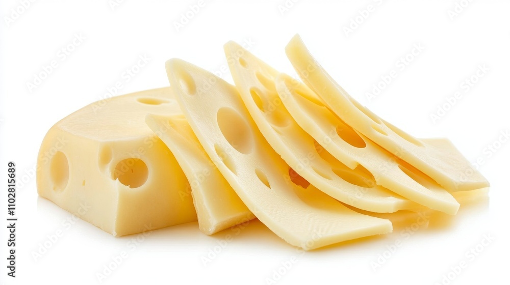 Sliced cheese isolated on white background Sliced cheese isolated on white background