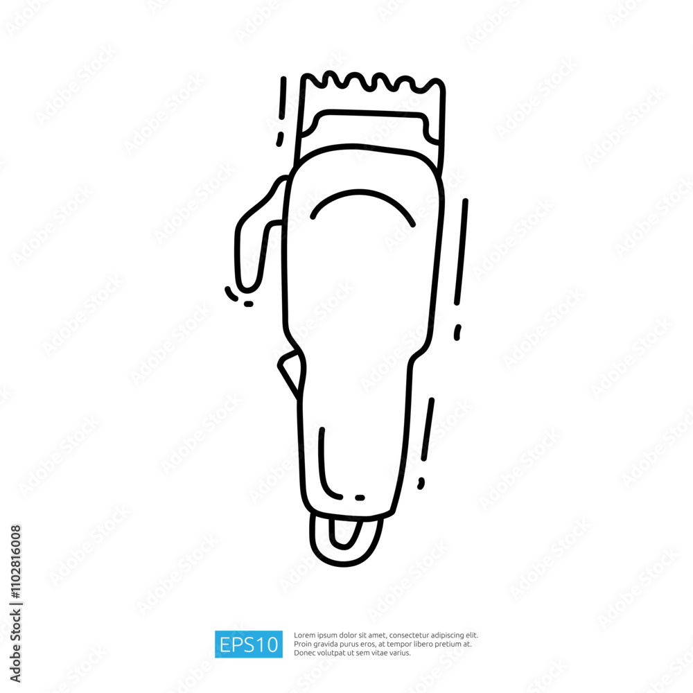 A simple line drawing of a hair clipper, illustrating its design and functionality for grooming purposes. A simple line drawing of a hair clipper, illustrating its design and functionality for grooming purposes.