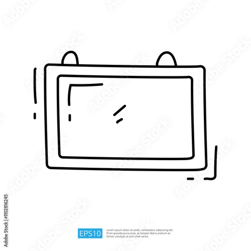 A simple line drawing of a rectangular picture frame, illustrating a blank canvas or display area.