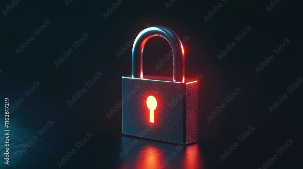 Glowing Padlock on dark background Glowing Padlock on dark background