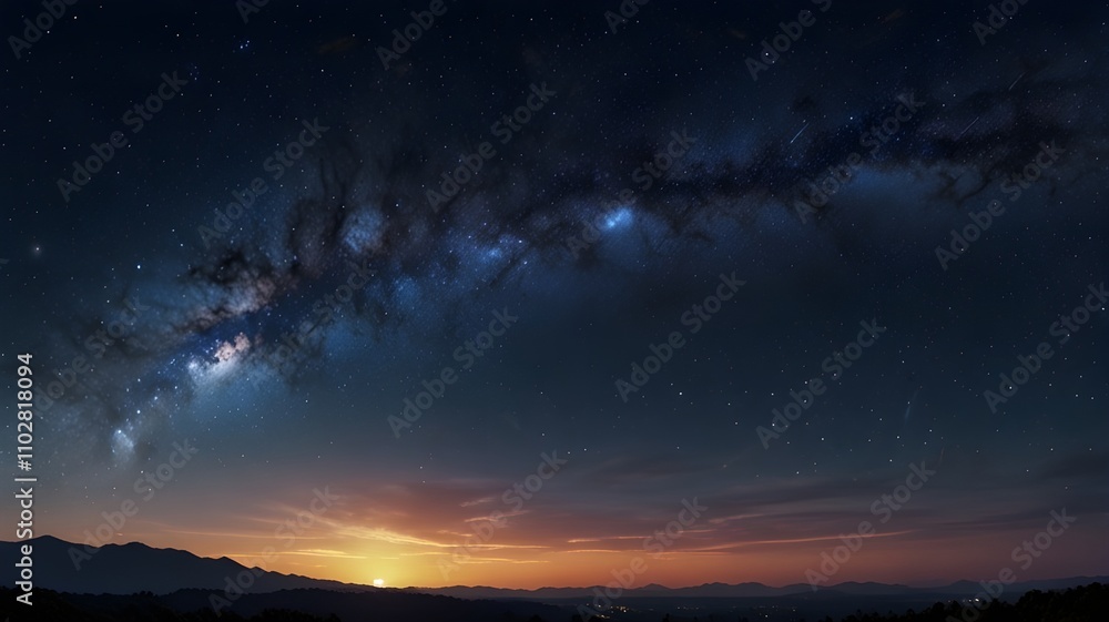 Beautiful dark blue sky with milky way at sunset seamless hdrl panorama fcr game development and virtual reality Beautiful dark blue sky with milky way at sunset seamless hdrl panorama fcr game development and virtual reality