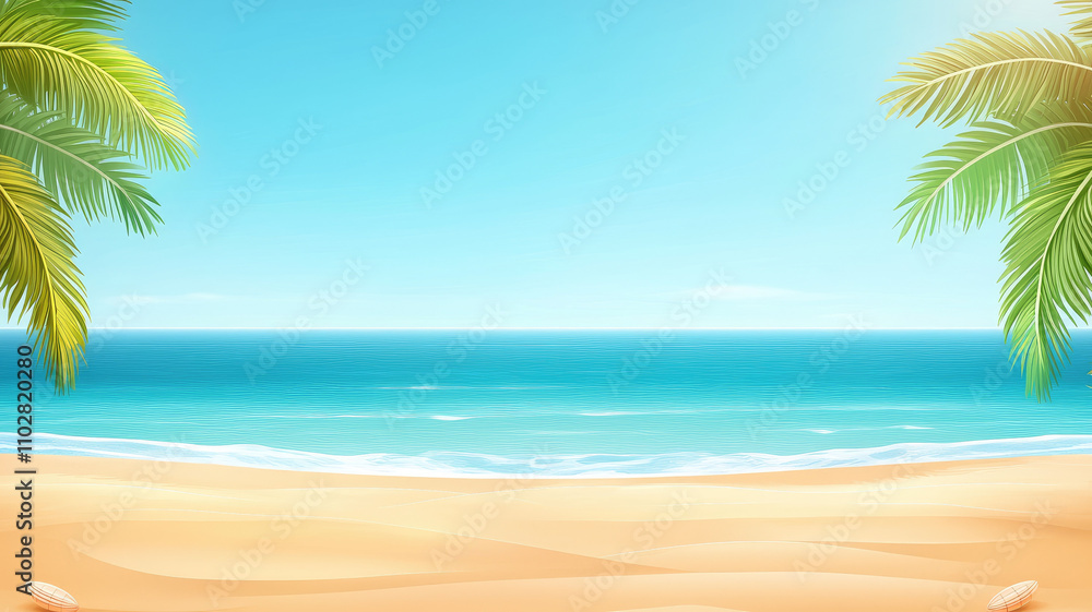 Tropical beach with golden sand and calm turquoise water Tropical beach with golden sand and calm turquoise water
