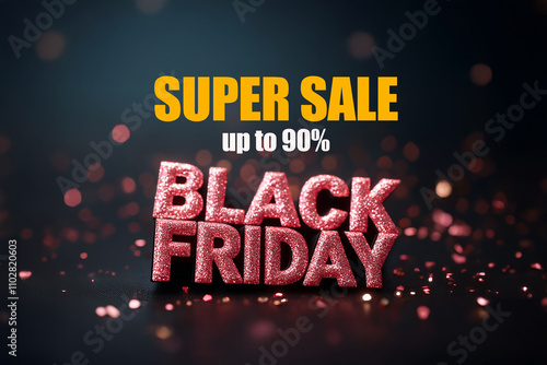 embossed PINK Black Friday Banner with black friday text, in a festive and bright atmosphere
