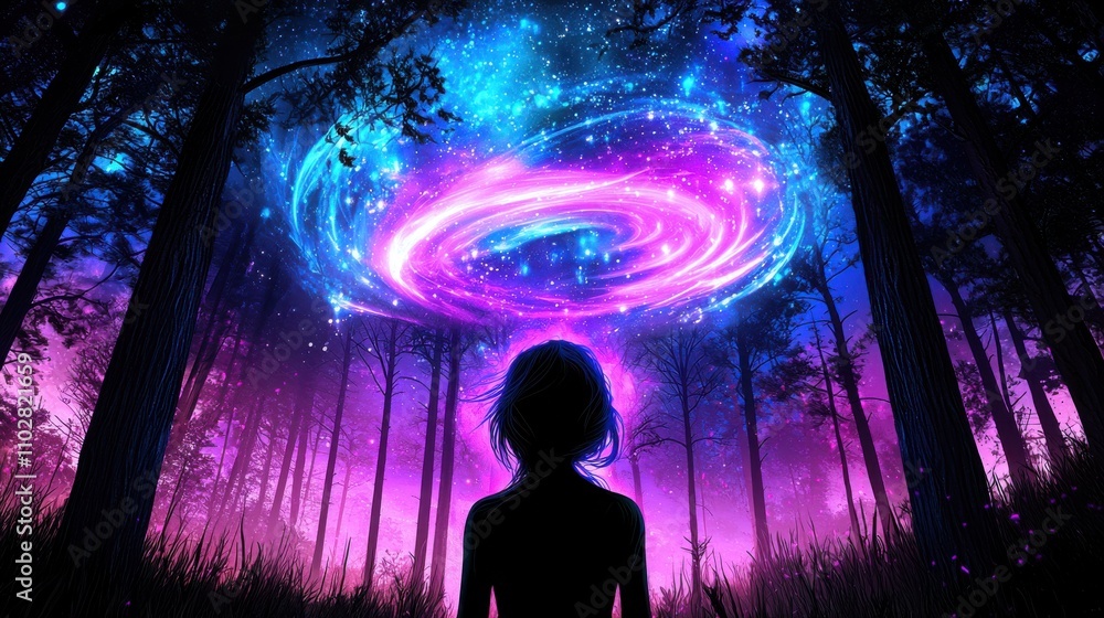 Enchanting Cosmic Portal Illuminates Mystic Forest Realm Enchanting Cosmic Portal Illuminates Mystic Forest Realm