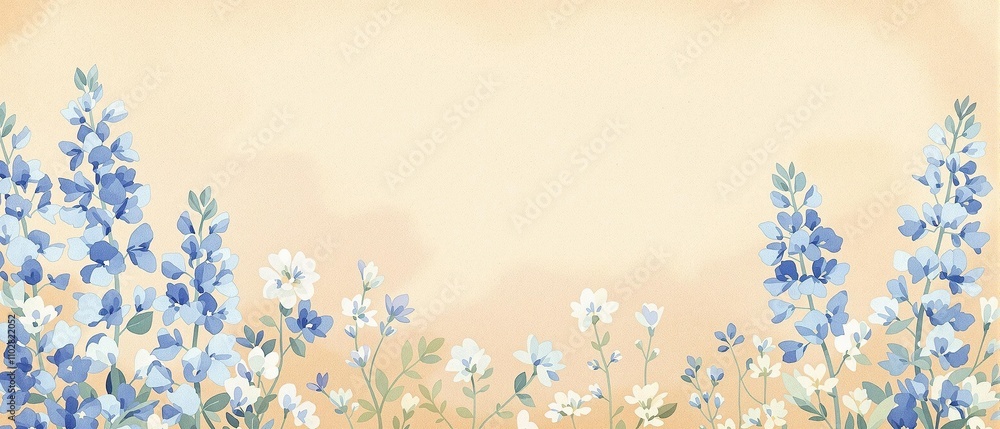 Bluebonnets hand-drawn in watercolor on a paper surface, floral pattern, hand-painted, nature-inspired Bluebonnets hand-drawn in watercolor on a paper surface, floral pattern, hand-painted, nature-inspired