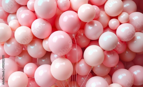 Whimsical cluster of soft balloons birthday backdrop Ultra realistic Photorealistic 