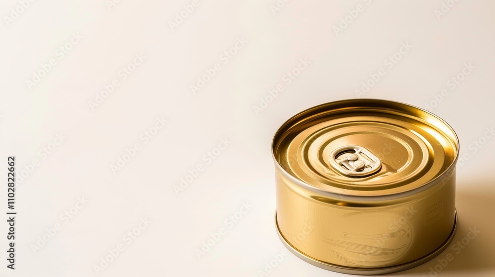 Close-up of unopened canned food with recall label on clean white background, slight tilt emphasizing label, copy space for text. Close-up of unopened canned food with recall label on clean white background, slight tilt emphasizing label, copy space for text.