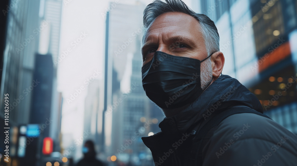 A man wearing a surgical mask A man wearing a surgical mask