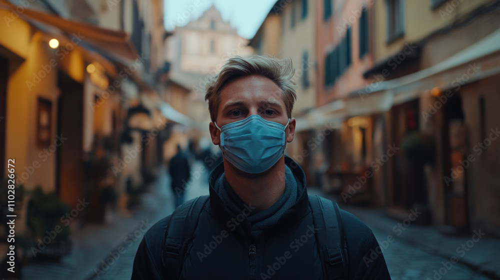 A man wearing a surgical mask A man wearing a surgical mask