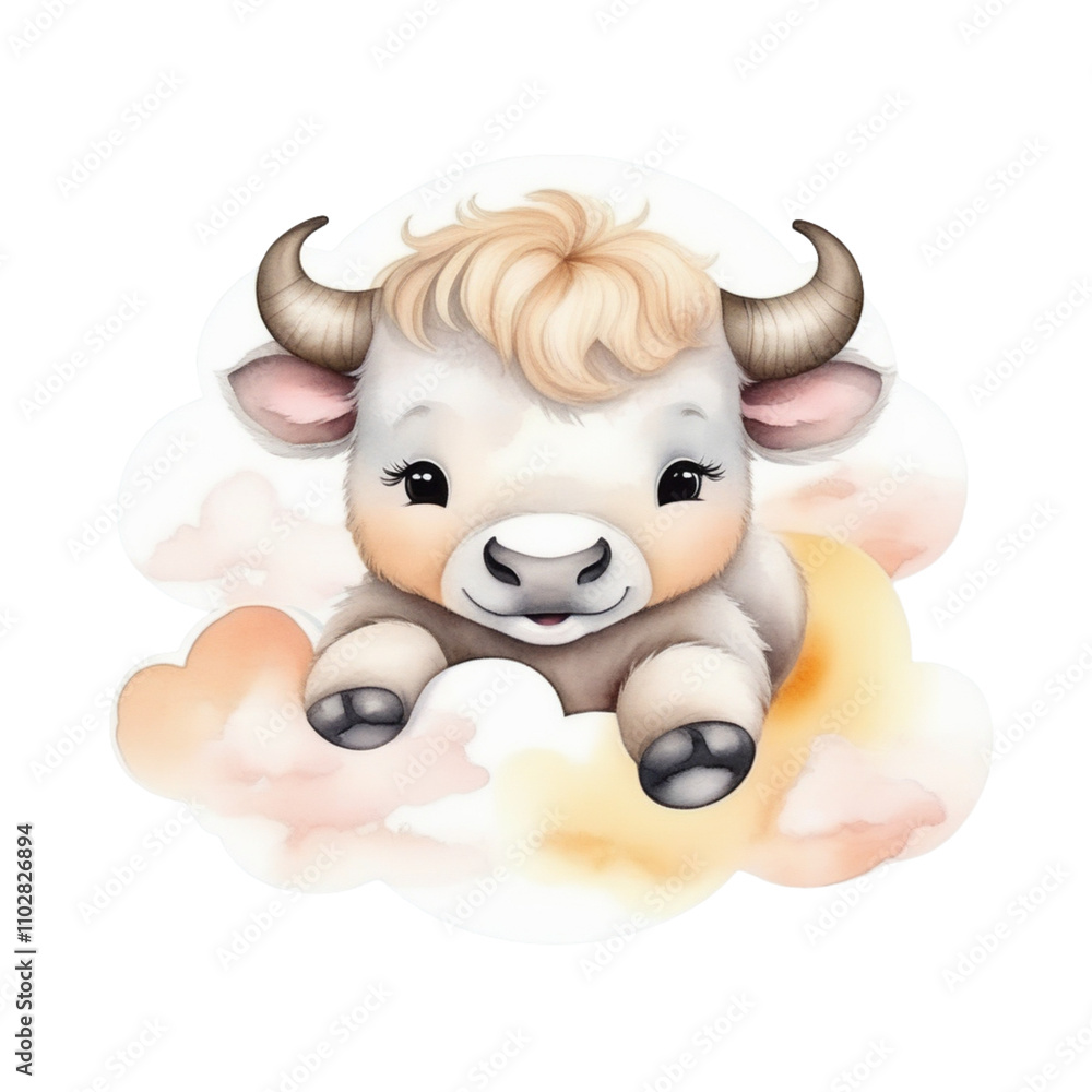 A cute cartoon illustration of a cow and calf featuring a cow with a flower and a heart A cute cartoon illustration of a cow and calf featuring a cow with a flower and a heart
