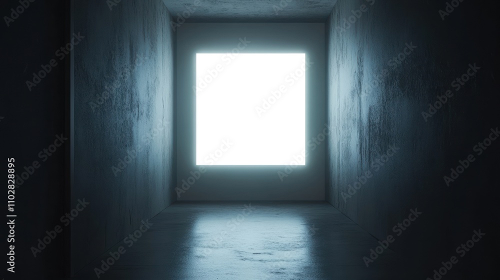 Illuminated Concrete Corridor: A Glimmer of Light in Darkness Illuminated Concrete Corridor: A Glimmer of Light in Darkness