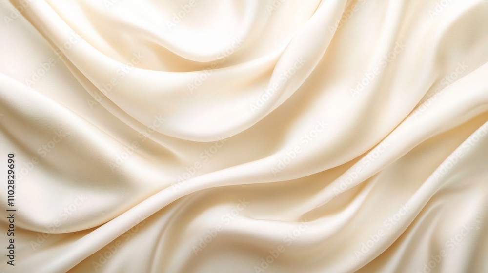 Elegant Cream Satin Fabric with Soft, Smooth Drapery and Texture Elegant Cream Satin Fabric with Soft, Smooth Drapery and Texture