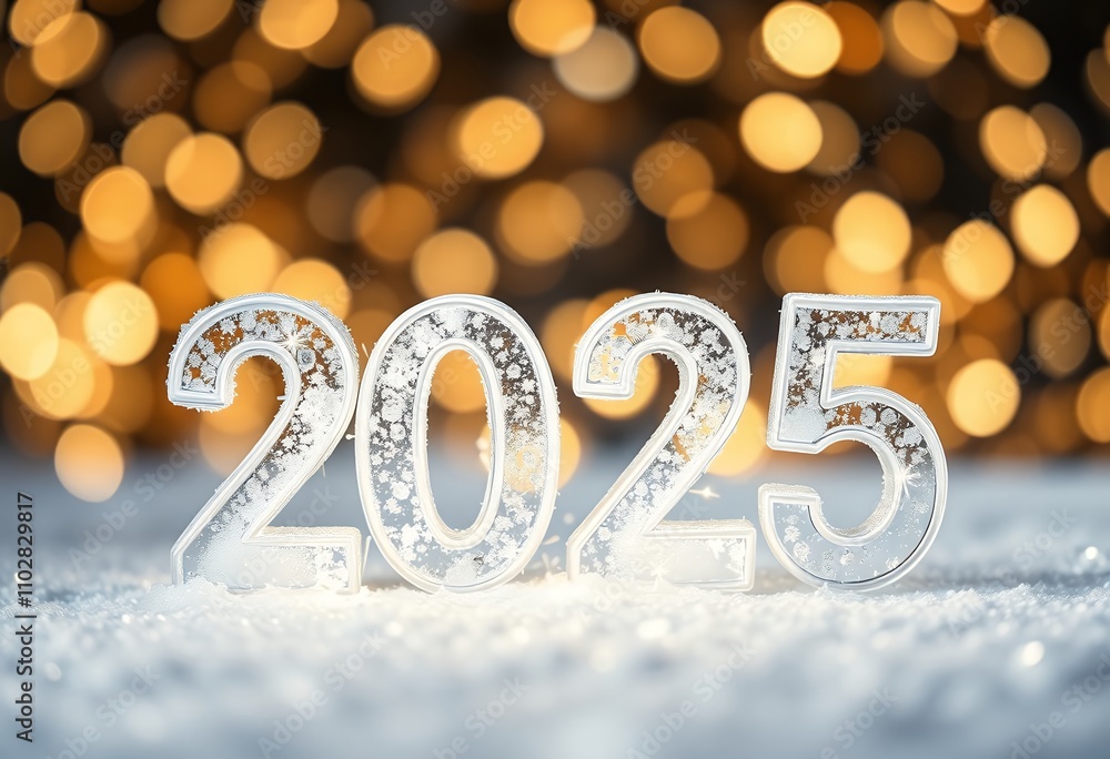Festive 2025 New Year s Eve Celebration Snowy Numbers Bokeh Lights Festive 2025 New Year s Eve Celebration Snowy Numbers Bokeh Lights