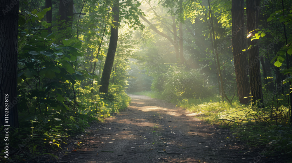 Natural Beauty of Sunlit Forest Path Natural Beauty of Sunlit Forest Path