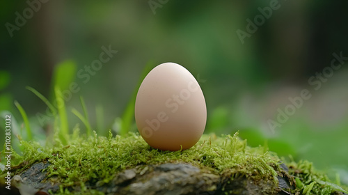 Outdoor Eggs Standing on Grass New Life Food Nutrition photo