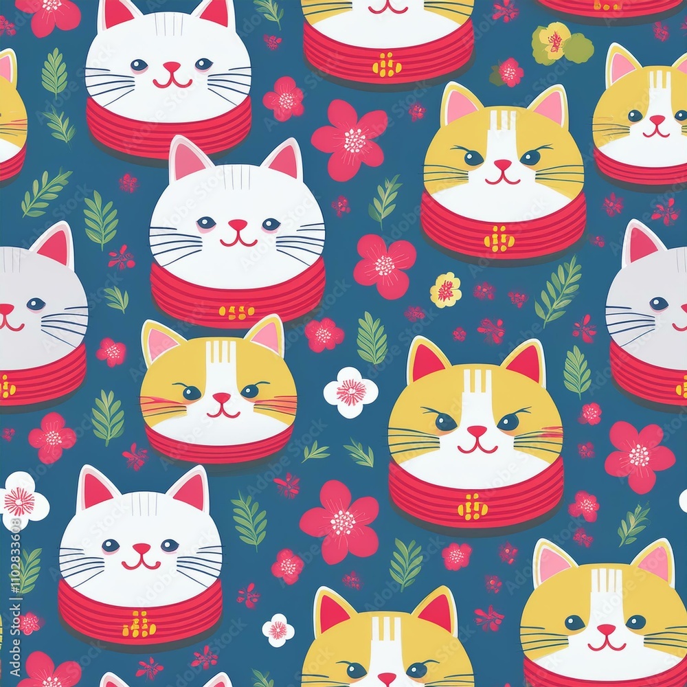 seamless background with cats seamless background with cats