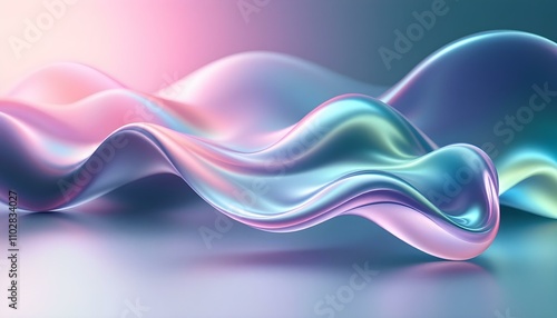 Fototapeta Naklejka Na Ścianę i Meble -  Abstract iridescent holographic liquid background technology wallpaper neon futuristic flow data digital. Abstract fluid 3d renders holographic iridescent neon curved waves in motion dark background