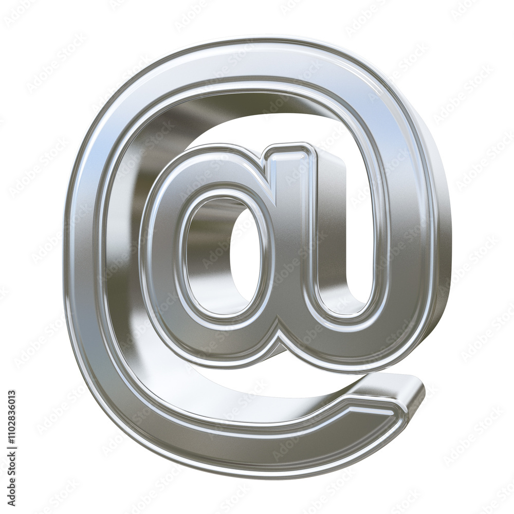 Metallic steel 3d At of email symbol Metallic steel 3d At of email symbol