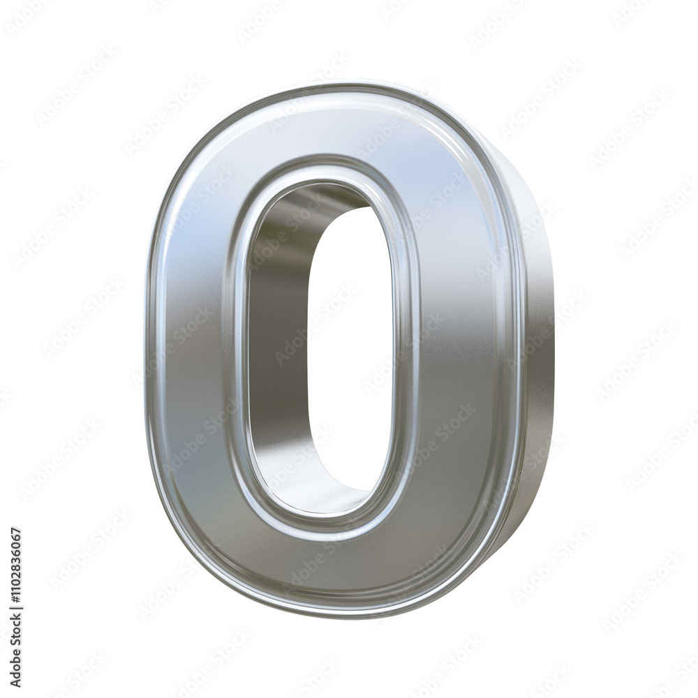 Metallic steel 3d Number Zero Metallic steel 3d Number Zero