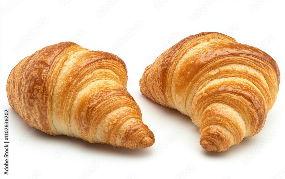 Two french croissant isolated on white background Two french croissant isolated on white background