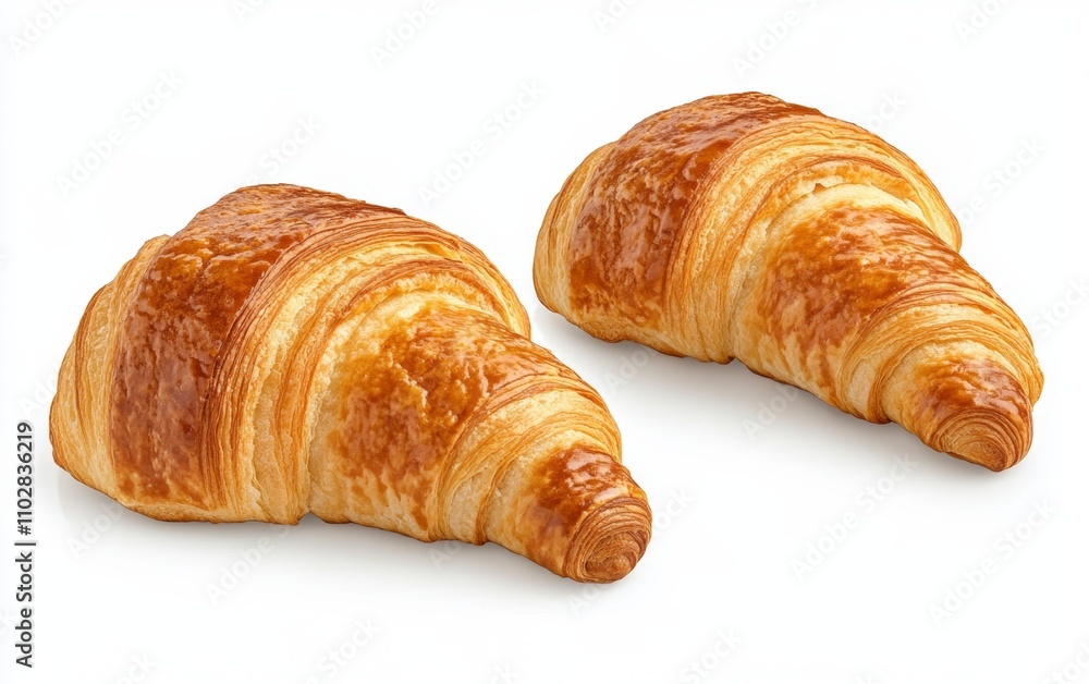 Two french croissant isolated on white background Two french croissant isolated on white background