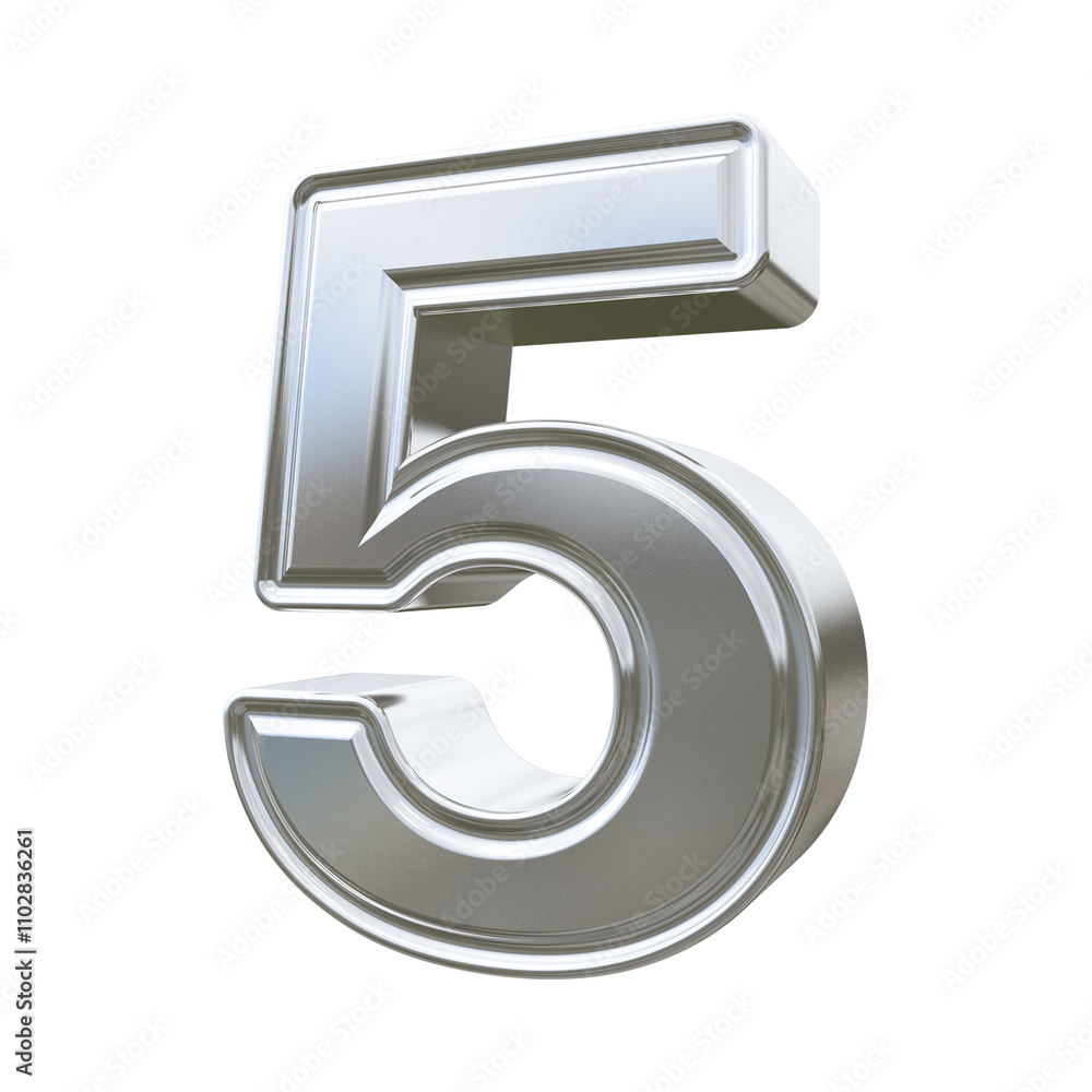 Metallic steel 3d Number Five Metallic steel 3d Number Five