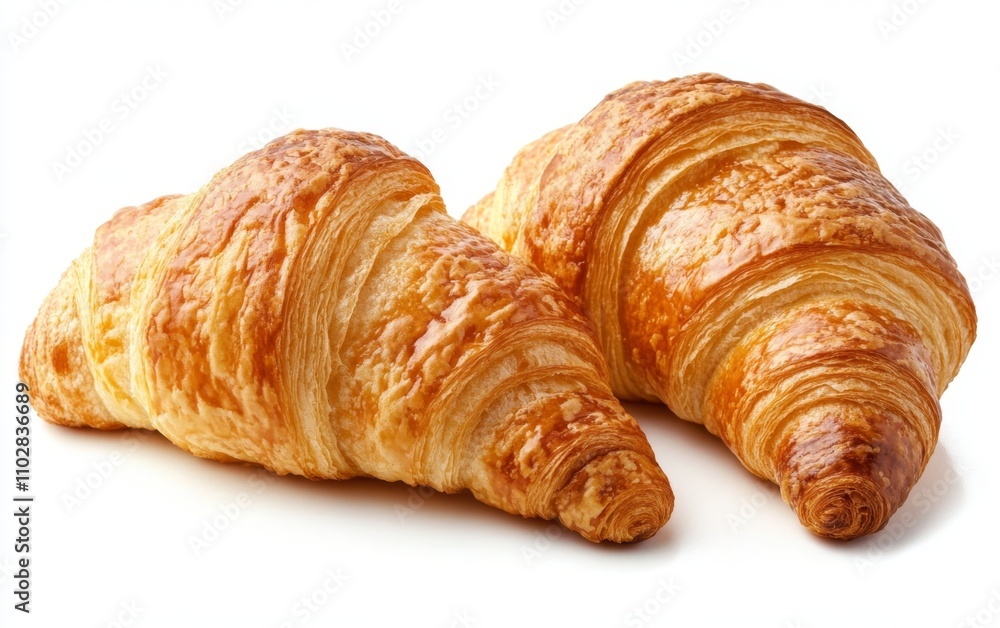 Two french croissant isolated on white background Two french croissant isolated on white background