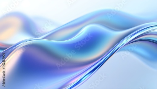 Abstract liquid glass holographic iridescent neon curved wave in motion dark background 3d render. Abstract dark holographic iridescent neon background fluid liquid glass curved wave in motion