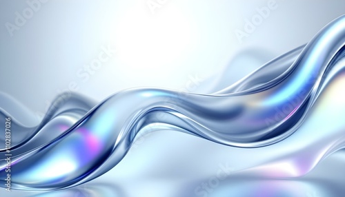 Abstract liquid glass holographic iridescent neon curved wave in motion dark background 3d render. Abstract dark holographic iridescent neon background fluid liquid glass curved wave in motion photo