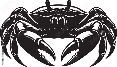 A crab slouched with its claws resting on the ground silhouette vector