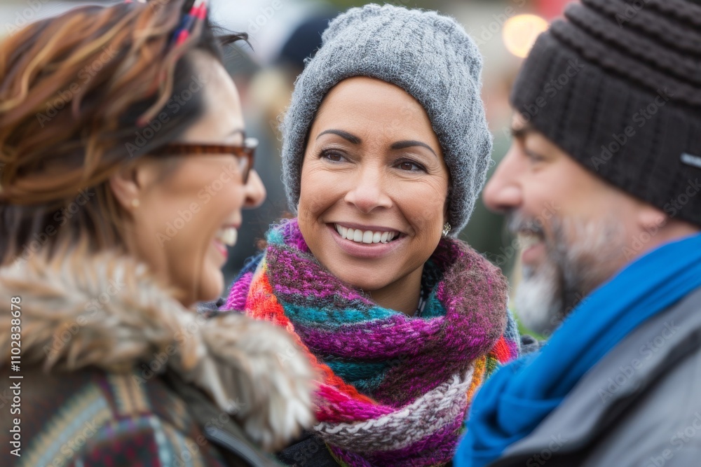 Portrait of a smiling middle-aged woman with her friends in the background Portrait of a smiling middle-aged woman with her friends in the background