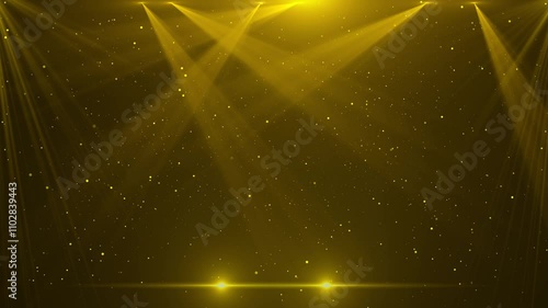 Award party stage golden glitter animation. stars lights particles. Luxury light streak. Particle, luxury awards ceremony background, Oscar 4K 3D spot flashing party stage new year, event, Christmas. photo