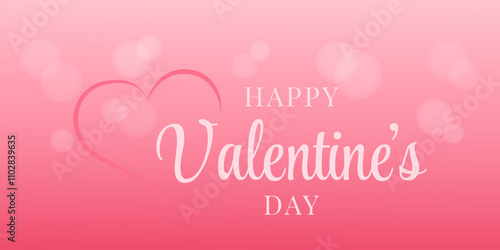 Valentine's Day. Background with a gradient in gentle tones, a heart and bokeh elements. Template for social networks, banners. Vector illustration.
