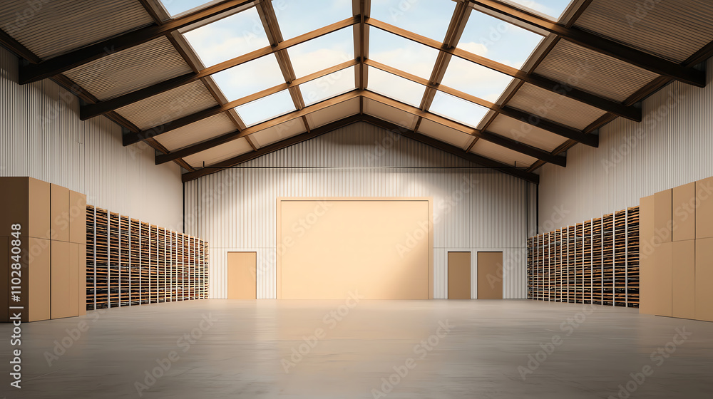 Custom warehouse layouts optimize storage efficiency. spacious industrial warehouse with high ceilings and wooden beams, featuring empty shelves and large blank wall. Custom warehouse layouts optimize storage efficiency. spacious industrial warehouse with high ceilings and wooden beams, featuring empty shelves and large blank wall.