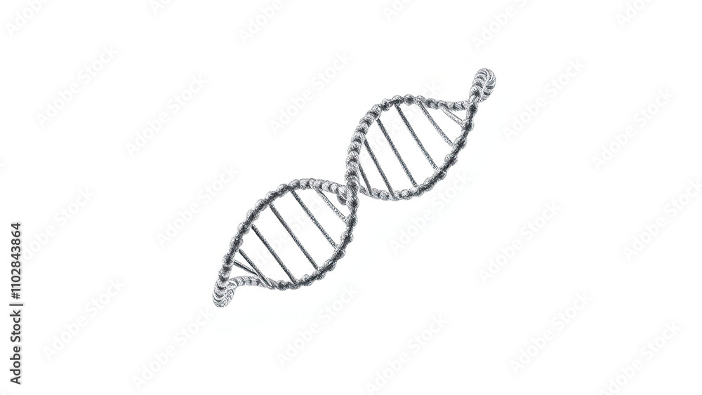 Deoxyribonucleic acid molecule on a white isolated background, biology, genetics, DNA double helix, chromosome Deoxyribonucleic acid molecule on a white isolated background, biology, genetics, DNA double helix, chromosome