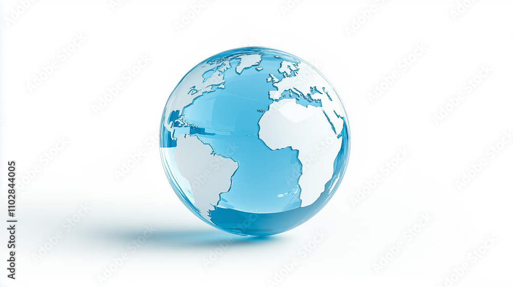 Crystal Globe Earth: A mesmerizing, translucent blue glass globe representing our planet Earth, symbolizing global connectivity, environmental awareness, and international collaboration. Crystal Globe Earth: A mesmerizing, translucent blue glass globe representing our planet Earth, symbolizing global connectivity, environmental awareness, and international collaboration.