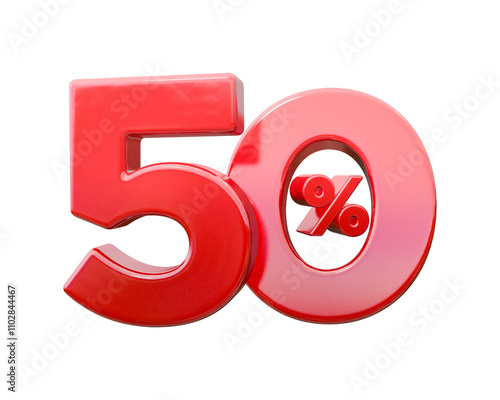 A red 3d number 50 percent