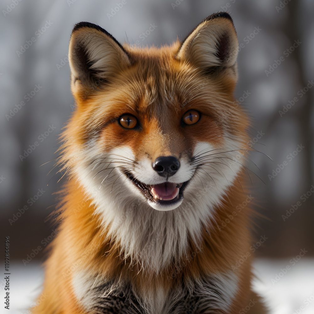 Obraz premium picture of a fox with a big smile