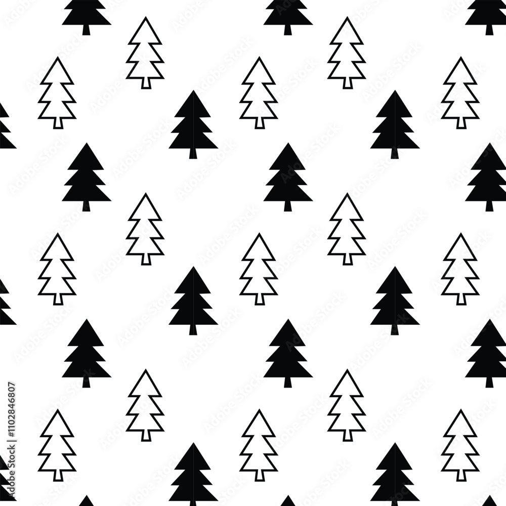 Obraz premium christmas cute abstract black and white seamless pattern.