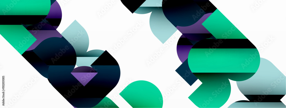 Colorful curve geometric shapes on white Colorful curve geometric shapes on white