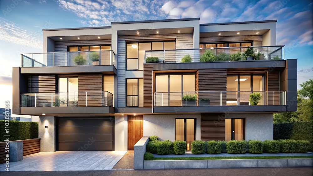 Modern townhouse with sleek design and rooftop terrace, townhouse, modern, contemporary, architecture, urban, city Modern townhouse with sleek design and rooftop terrace, townhouse, modern, contemporary, architecture, urban, city